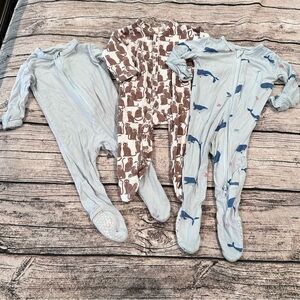 Lot of 3 Bamboo or Organic Cotton Sleepers Kickee Pants, Kate Quinn Size 0-3